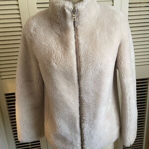 Torriss Cream wool Jacket with High Collar and Zipper